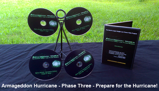 ARMAGEDDON HURRICANE - At 5 hours 21 minutes, Armageddon Hurricane by itself is larger than 98 % of all workout DVD programs on the market!  Lasting about 4-8 weeks for most beginners and intermediates; workouts range from 1 hour 24 minutes to 2 hours! The knowledge contained in Armageddon Hurricane is very seldom known by most advance athletes or personal trainers. You will learn how to apply physics, biochemistry, nutrition science, exercise science, behavioral modification techniques, and more.